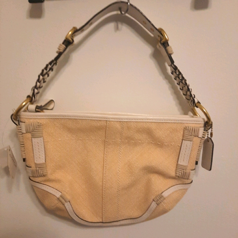 Coach Straw & Leather Soho Hobo Bag